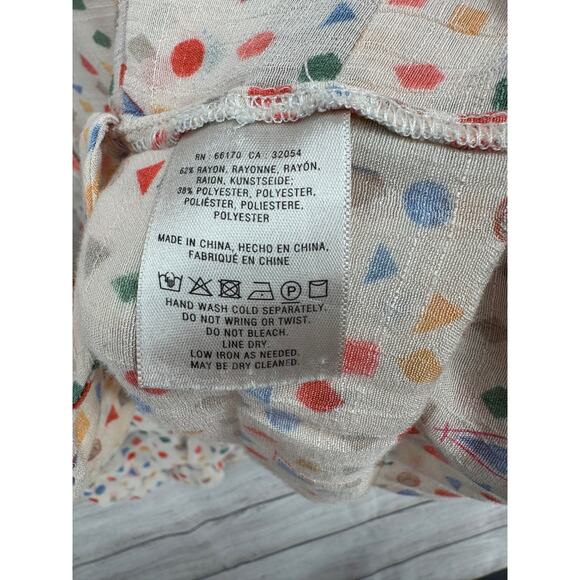 Maeve Anthropologie Geometric Print Button Down Blouse Womens Small Multicolor - Picture 9 of 12